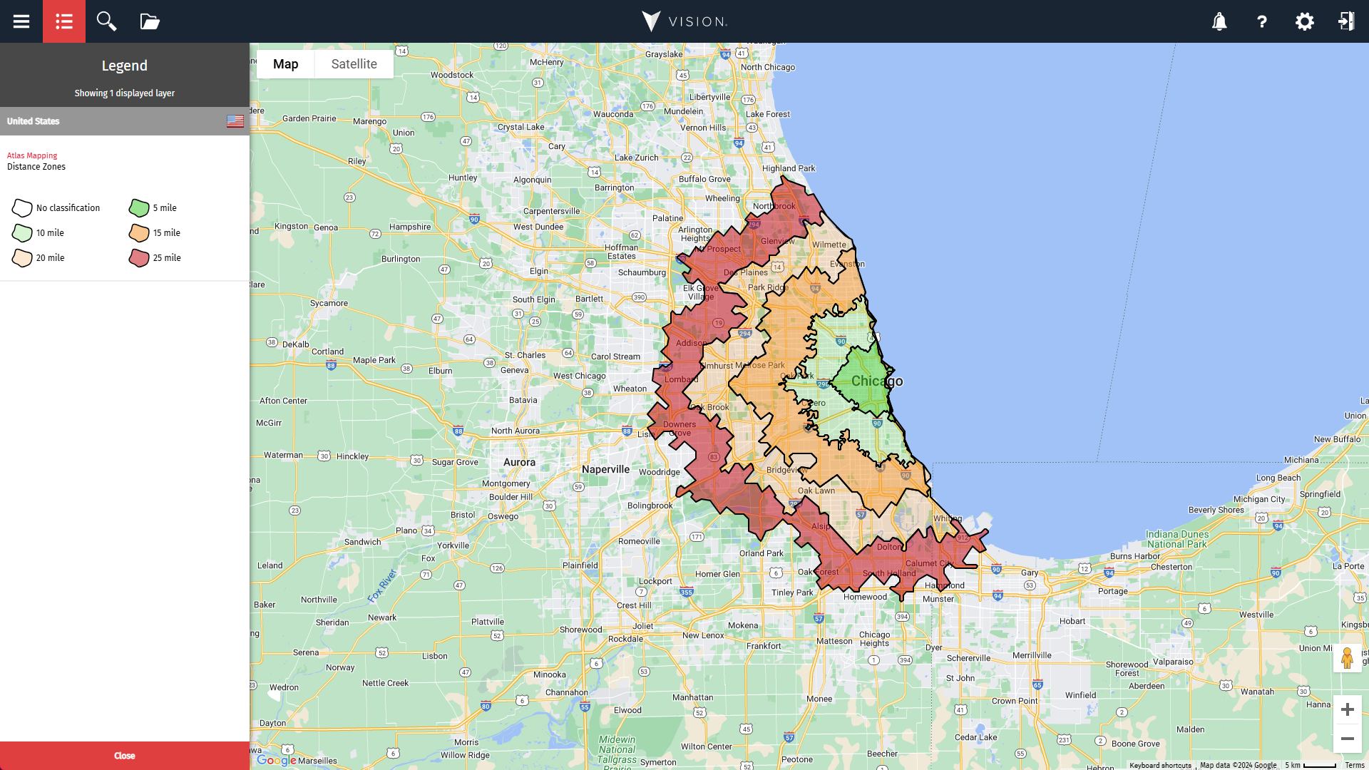 25 Mile Exclusive Zone (Not Highlighted)