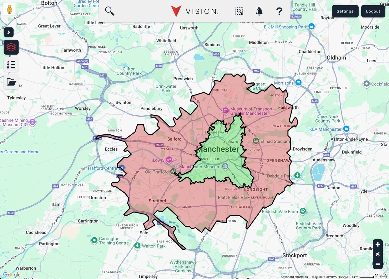 catchment area calculation tool using our Vision software