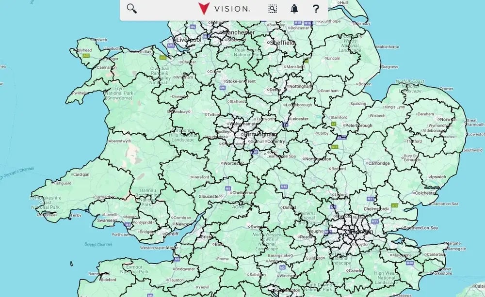 a map showing territory planning for sales