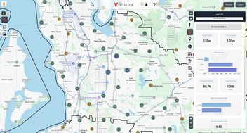 a map of plotted customers to help with franchise territory planning