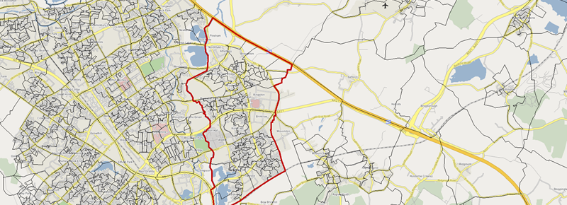 A map showing a territory made from census output areas.