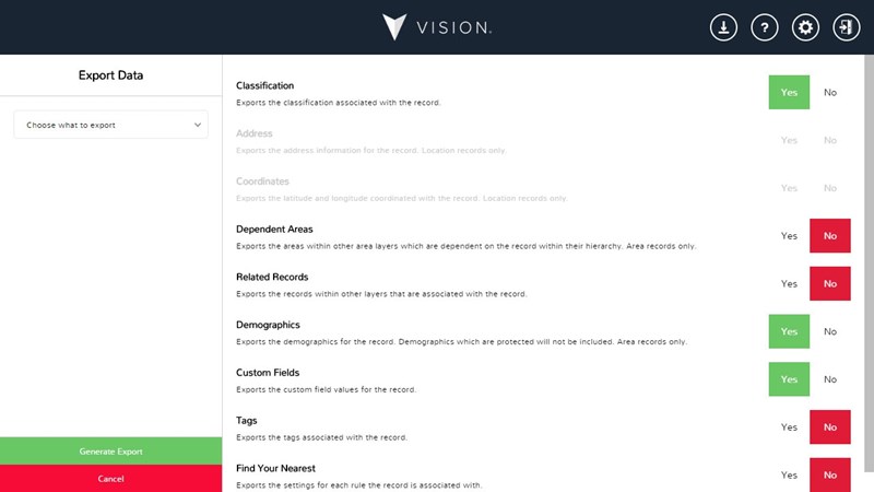 Vision update 9 exporting